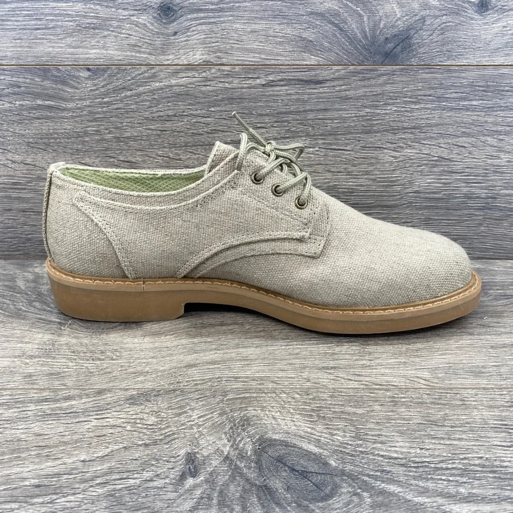 Canvas Derby Shoes Mens 8.5 Oatmeal Beige Lace Up Low Top Gum Sole